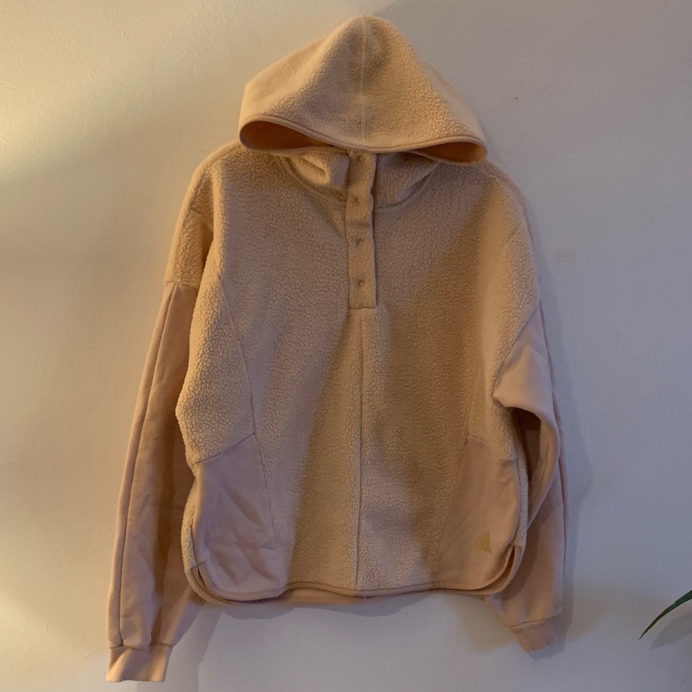 adidas Women's Tan Fleece Hoodie - Preloved